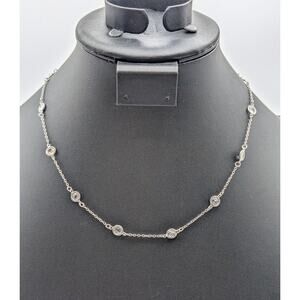 925 Sterling Silver Bezel Set Crystal 18" Necklace